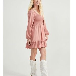 Elegant Pink Long Sleeve Dress